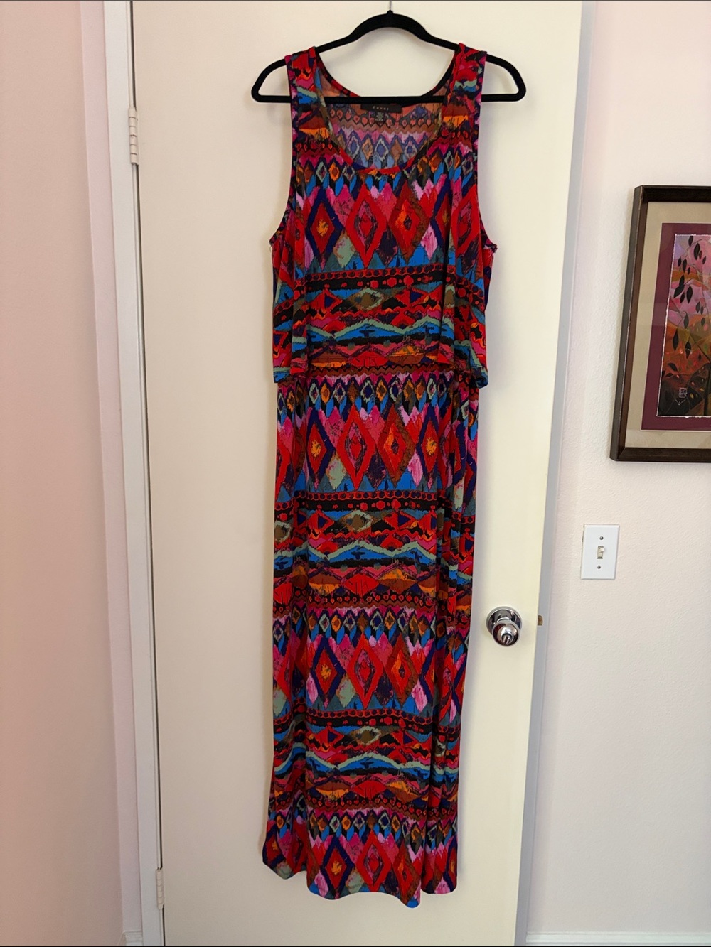 Fever Multi‑Color Geometric Print Sleeveless Maxi Dress